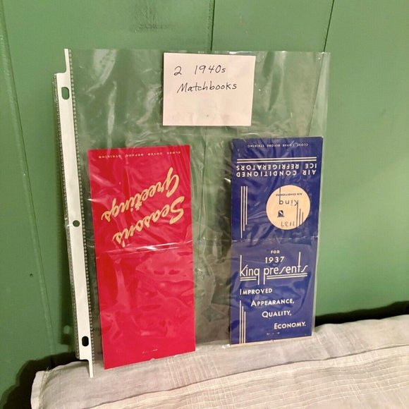 Christmas & Frig Advertising GIANT FULL FEATURE MATCHBOOKS 1940s Lion Match Co - Picture 1 of 5